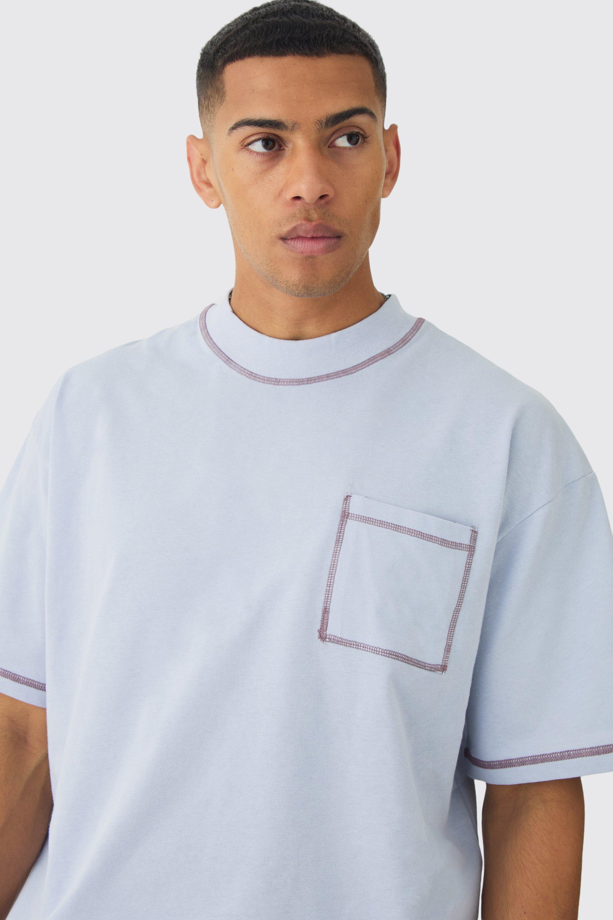 Oversized cotton selling shirt with contrast stitch